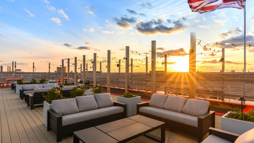 Sunset over The Mystic Side of Boston- The Roofdeck @ Pioneer Everett / Nico Arellano Photography 